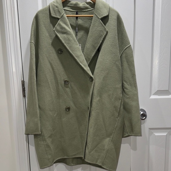 Jackets & Blazers - Sage Green 100% Wool Double-Breasted Women's Coat NWT